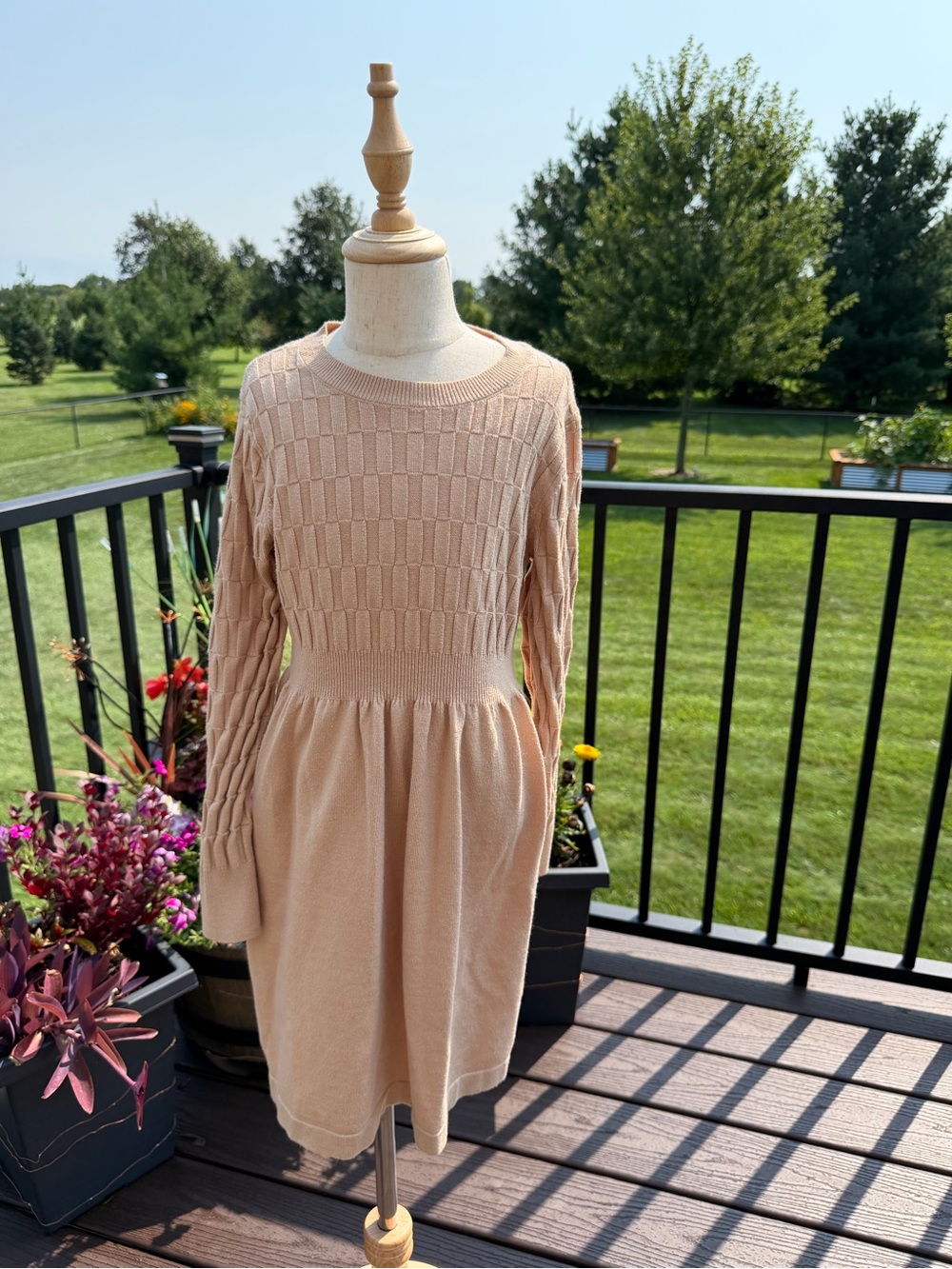 NWOT Girls Khaki Tan Knit Sweater Dress Size 7/8 (130) Long Sleeve - Picture 2 of 7